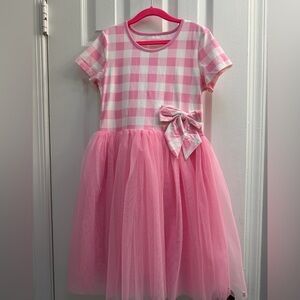 Barbie Inspired Pink Gingham Heart-Back Tulle Dress